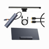 Baseus i-wok Pro Screen Light + MagPro Smart Desk Mat + Flite 5-Port HUB + HDMI Cable | Functional Clean Desktop Bundle
